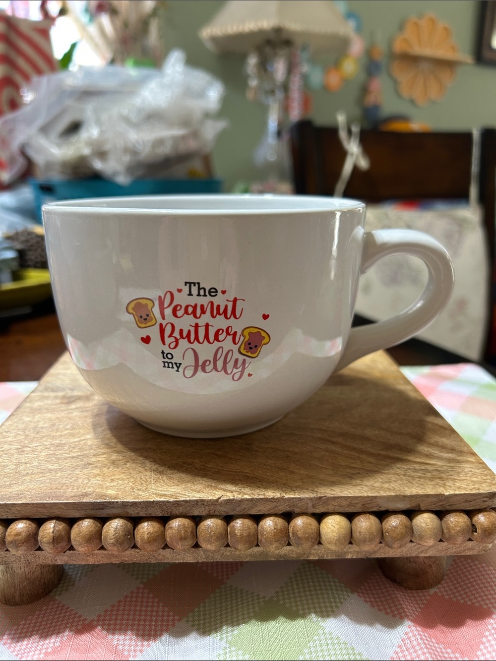 Over Sized Coffee Tea Etc.. Mug with “The Peanut Butter to my Jelly” NWOT